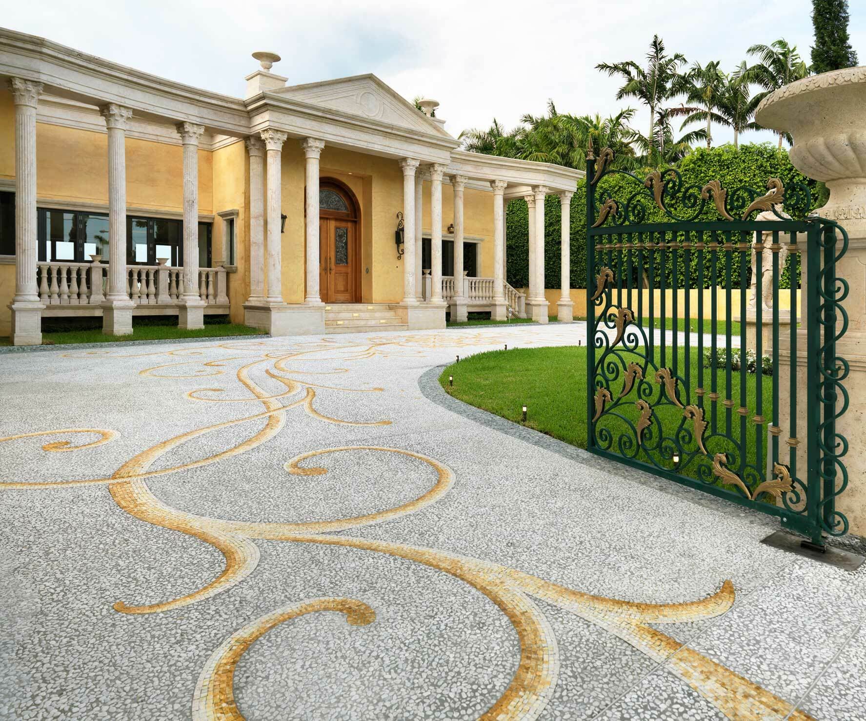 Fantini Mosaici Bespoke mosaic luxury surface at Venetian Causeway villa Miami