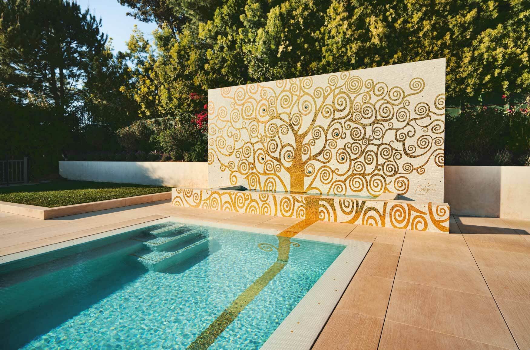 Bespoke pool mosaic luxury surface at Beverly Hills private villa